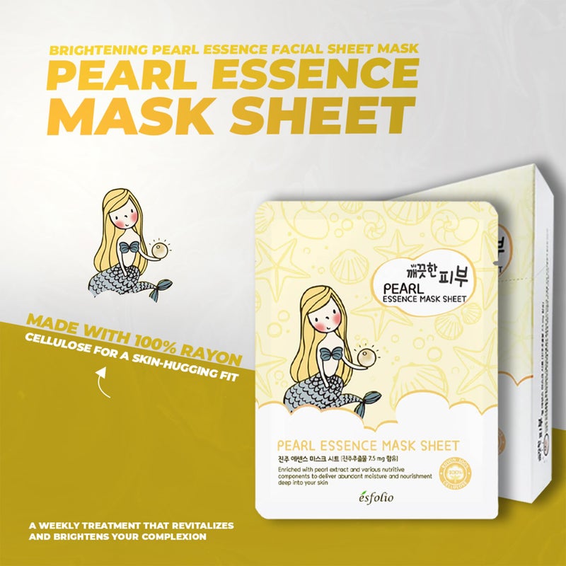 esfolio Pure Skin Mask Box â€“ Pearl Essence Sheet Mask Set, Hydrating & Nourishing Korean Face Masks, Revitalizing Skincare for Soft, Smooth, and Radiant Skin (Pack of 10) - Image 2